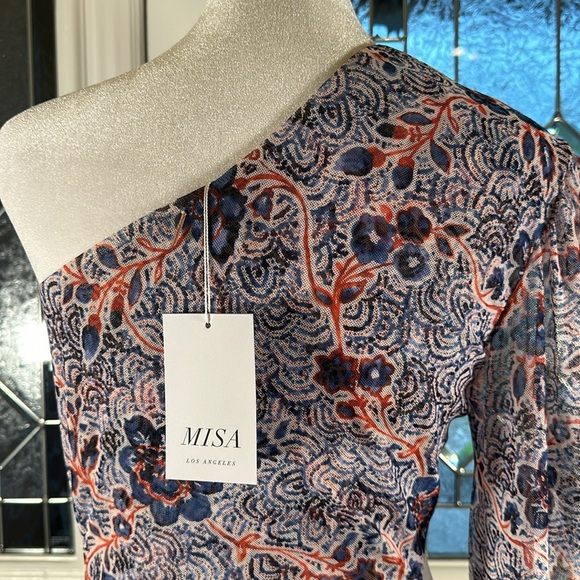 NWT MISA Los Angeles Calypso Cutout Midi Dress Blue M - Picture 7 of 8